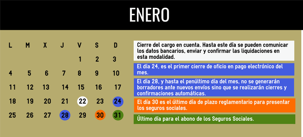 Calendario del Sistema de Liquidación Directa (SLD) - Enero 2021