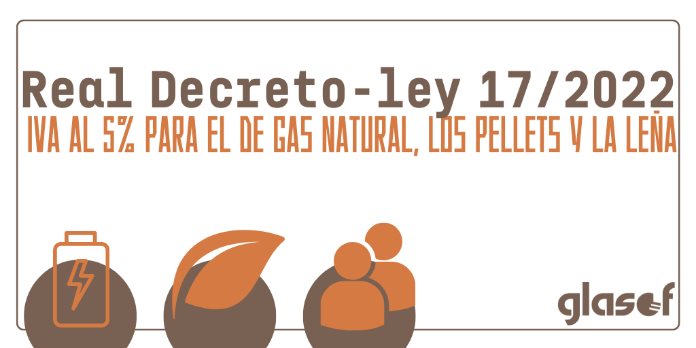 RDL 17/2022: IVA al 5% para el de gas natural, los pellets y la leña