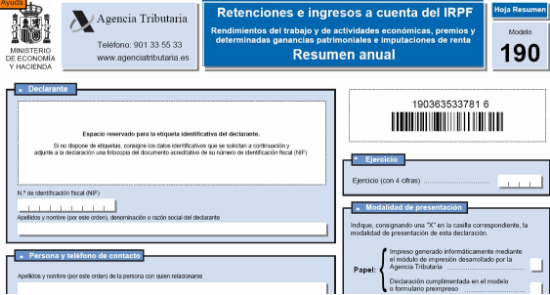 Proyecto de Orden que modifica los diseños físicos y lógicos del modelo 190