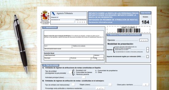 Nuevo modelo 184 de declaración informativa anual a presentar por las entidades en régimen de atribución de rentas