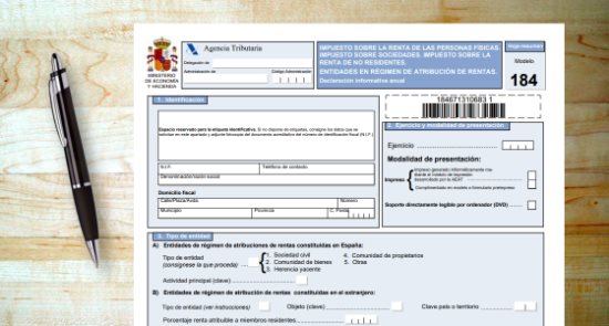 Nuevo modelo 184 de declaración informativa anual a presentar por las entidades en régimen de atribución de rentas