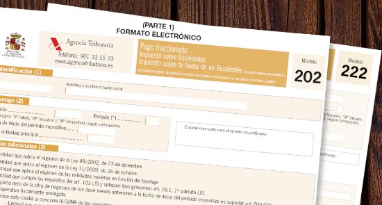 Nuevos modelos 202 y 222: Pagos fraccionados IS